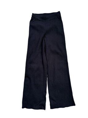 Abercrombie & Fitch Black Ribbed Wide-Leg Knit Pants Soft A&F Collection S Women